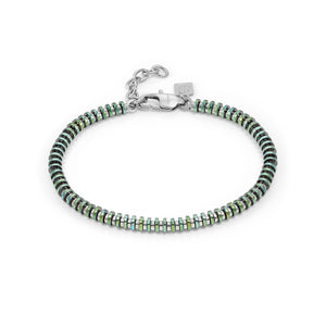 B-YOND BRACELET 028944/019  S/STEEL WASHER LINK GREEN IRIDESCENT PVD CHAIN