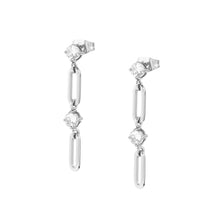 Load image into Gallery viewer, CHAINS OF STYLE DROP EARRINGS S/STEEL CZ 029404/001
