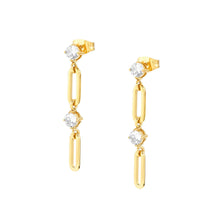 Load image into Gallery viewer, CHAINS OF STYLE DROP EARRINGS GOLD PVD CZ 029404/012
