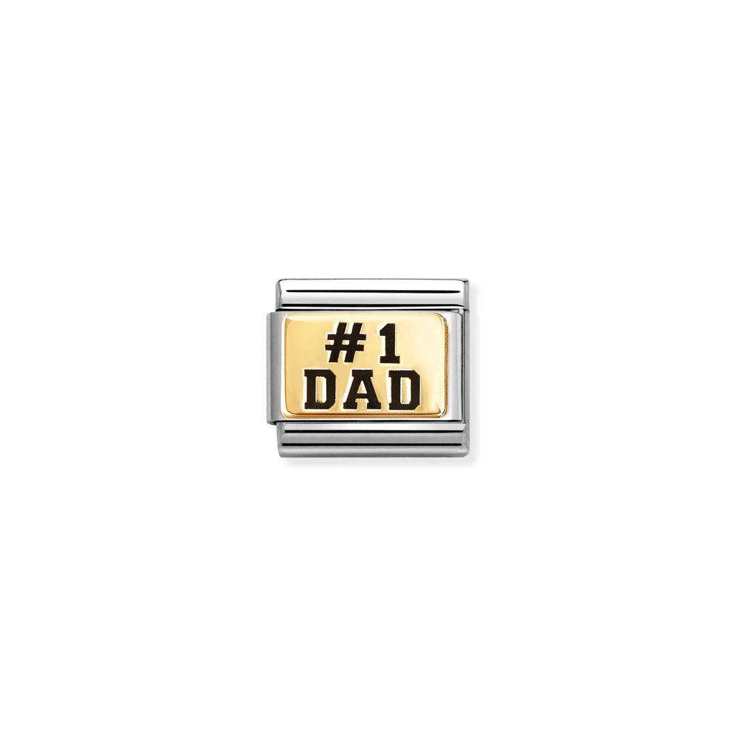 COMPOSABLE CLASSIC LINK 030166/39 #1 DAD IN 18K GOLD AND ENAMEL