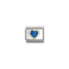 Load image into Gallery viewer, COMPOSABLE CLASSIC LINK 030220/07 HEART IN 18K GOLD &amp; BLUE GLITTER ENAMEL
