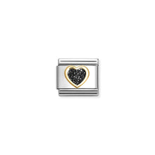 Load image into Gallery viewer, COMPOSABLE CLASSIC LINK 030220/10 HEART IN 18K GOLD &amp; BLACK GLITTER ENAMEL
