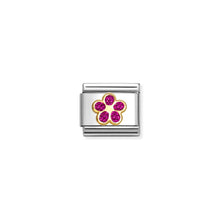 Load image into Gallery viewer, COMPOSABLE CLASSIC LINK 030220/17 FLOWER IN 18K GOLD &amp; FUCHSIA GLITTER ENAMEL
