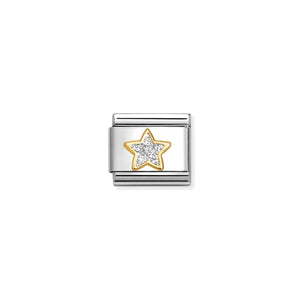 COMPOSABLE CLASSIC LINK 030220/19 STAR IN 18K GOLD & SILVER GLITTER ENAMEL