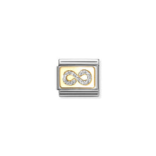 Load image into Gallery viewer, COMPOSABLE CLASSIC LINK 030224/06 INFINITY IN 18K GOLD &amp; SILVER GLITTER ENAMEL
