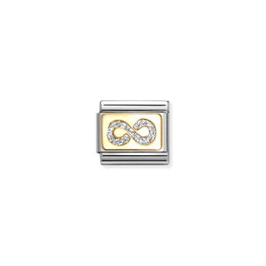 COMPOSABLE CLASSIC LINK 030224/06 INFINITY IN 18K GOLD & SILVER GLITTER ENAMEL