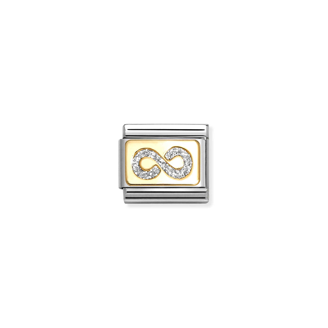 COMPOSABLE CLASSIC LINK 030224/06 INFINITY IN 18K GOLD & SILVER GLITTER ENAMEL
