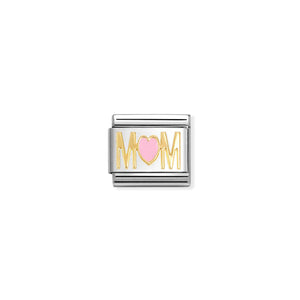 COMPOSABLE CLASSIC LINK 030272/84 MUM PINK HEART IN 18K GOLD AND ENAMEL