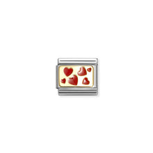Load image into Gallery viewer, COMPOSABLE CLASSIC LINK 030284/59 RED HEARTS PLAQUE IN GOLD
