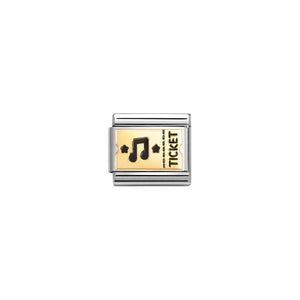 COMPOSABLE CLASSIC LINK 030284/61 MUSIC TICKET IN 18K GOLD AND ENAMEL