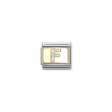 Load image into Gallery viewer, COMPOSABLE CLASSIC LINK 030291/06 SILVER LETTER F IN 18K GOLD &amp; GLITTER ENAMEL
