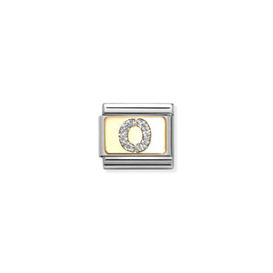 COMPOSABLE CLASSIC LINK 030291/15 SILVER LETTER O IN 18K GOLD & GLITTER ENAMEL