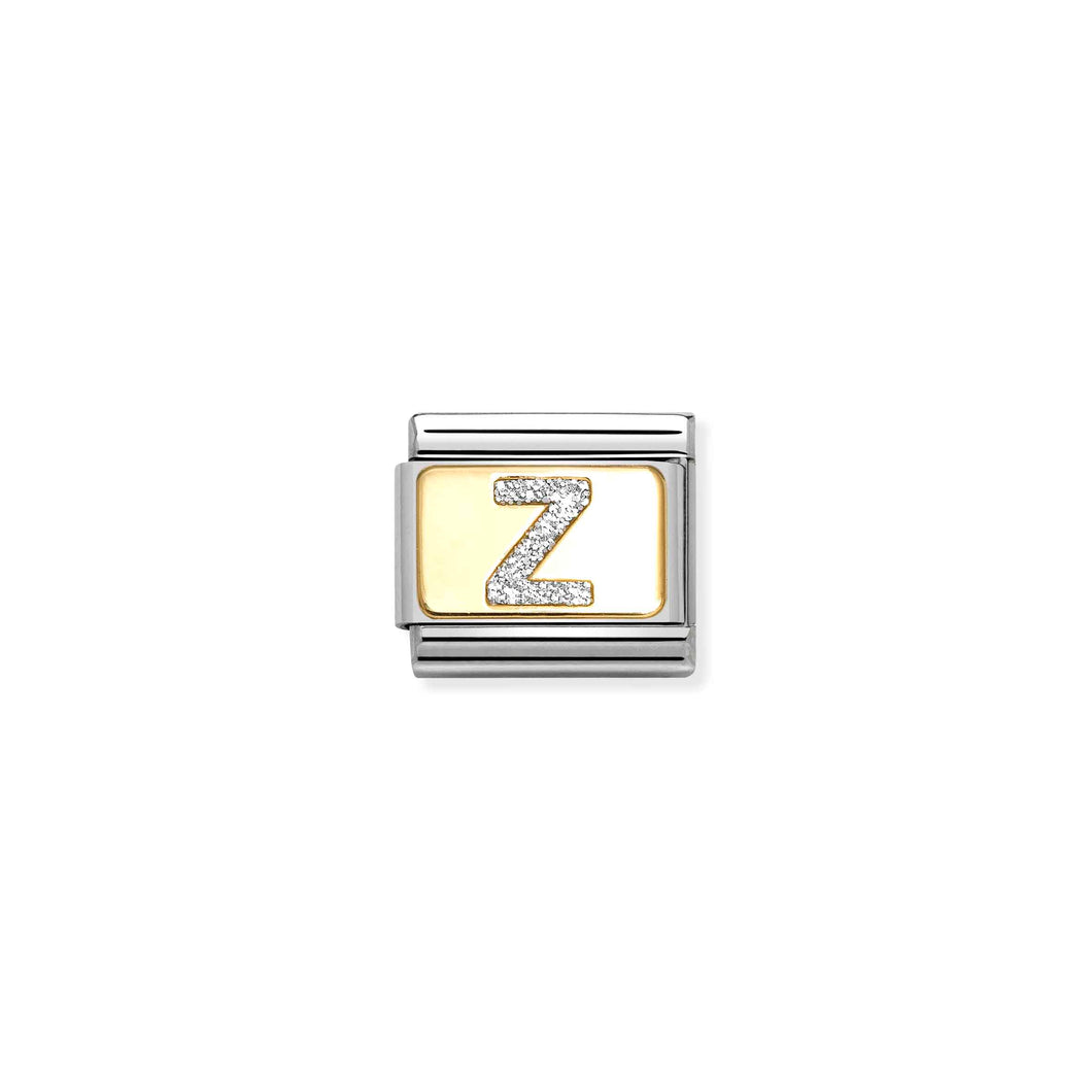 COMPOSABLE CLASSIC LINK 030291/26 SILVER LETTER Z IN 18K GOLD & GLITTER ENAMEL