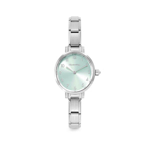 WATCH 076038/032 STAINLESS STEEL OVAL SUNRAY TURQUOISE DIAL