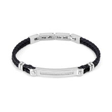 Load image into Gallery viewer, MANVISION BRACELET 133001/001 BLACK VEGAN LEATHER WITH CZ
