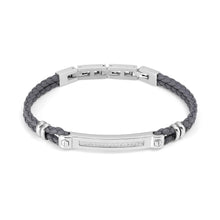 Load image into Gallery viewer, MANVISION BRACELET 133002/001 GREY VEGAN LEATHER WITH WHITE CZ
