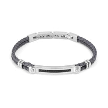Load image into Gallery viewer, MANVISION BRACELET 133002/007 GREY VEGAN LEATHER WITH BLACK CZ
