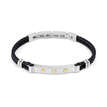 Load image into Gallery viewer, MANVISION BRACELET 133003/001 BLACK VEGAN LEATHER WITH GOLD SCREW
