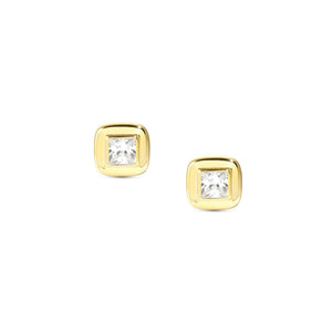 DOMINA STUD EARRINGS GOLD WITH CZ SQUARE 240403/036