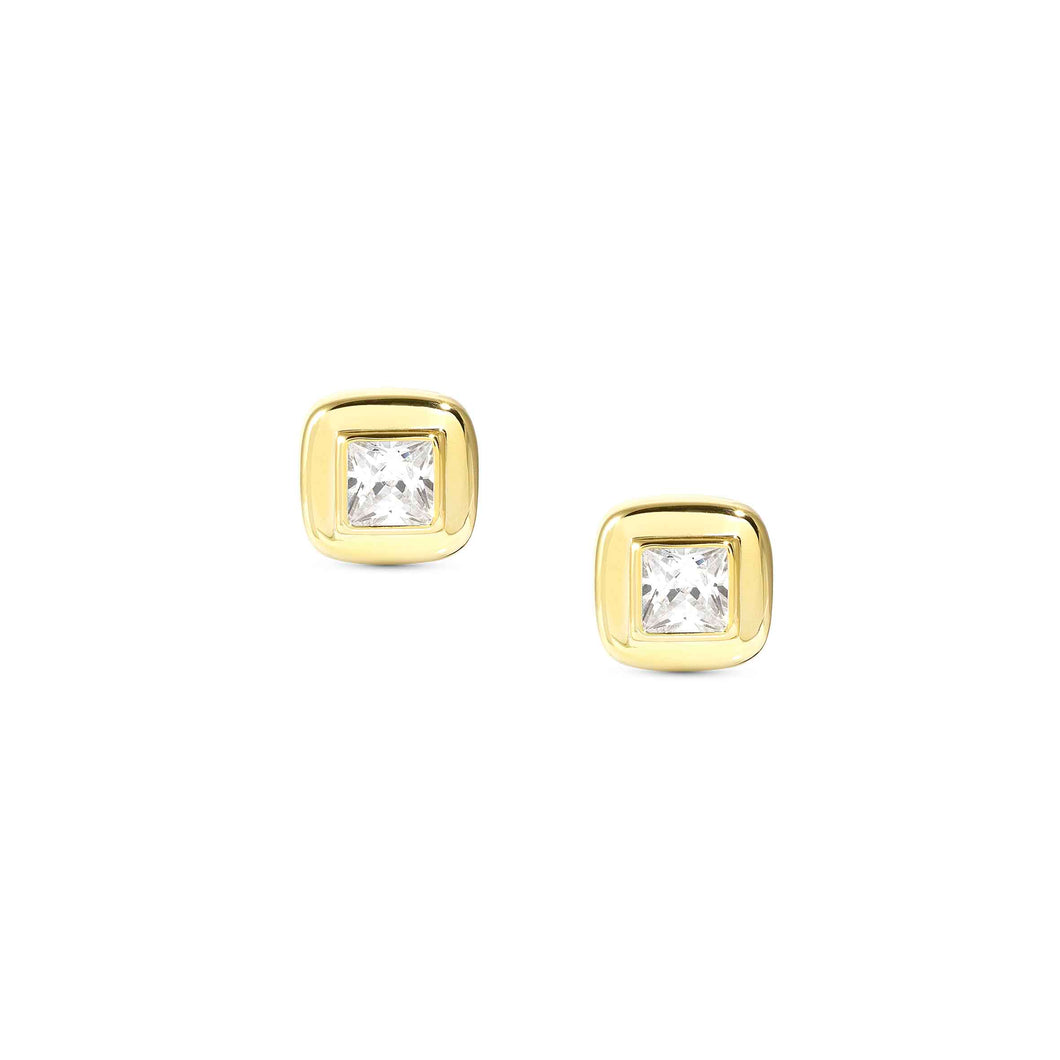 DOMINA STUD EARRINGS GOLD WITH CZ SQUARE 240403/036