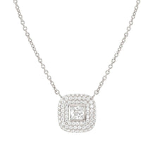 Load image into Gallery viewer, DOMINA NECKLACE SILVER WITH WHITE PAVÉ CZ SQUARE PENDANT 240406/036
