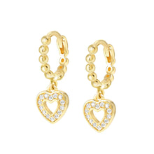 Load image into Gallery viewer, LOVECLOUD HOOP EARRINGS GOLD WITH CZ 240507/008 HEART
