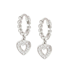 Load image into Gallery viewer, LOVECLOUD HOOP EARRINGS SILVER WITH CZ 240507/009 HEART
