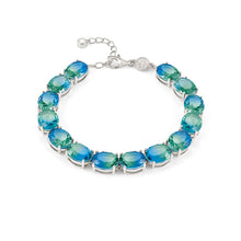 Load image into Gallery viewer, SYMBIOSI BRACELET 240802/025 SILVER WITH BLUE AND GREEN TWO-TONE STONES
