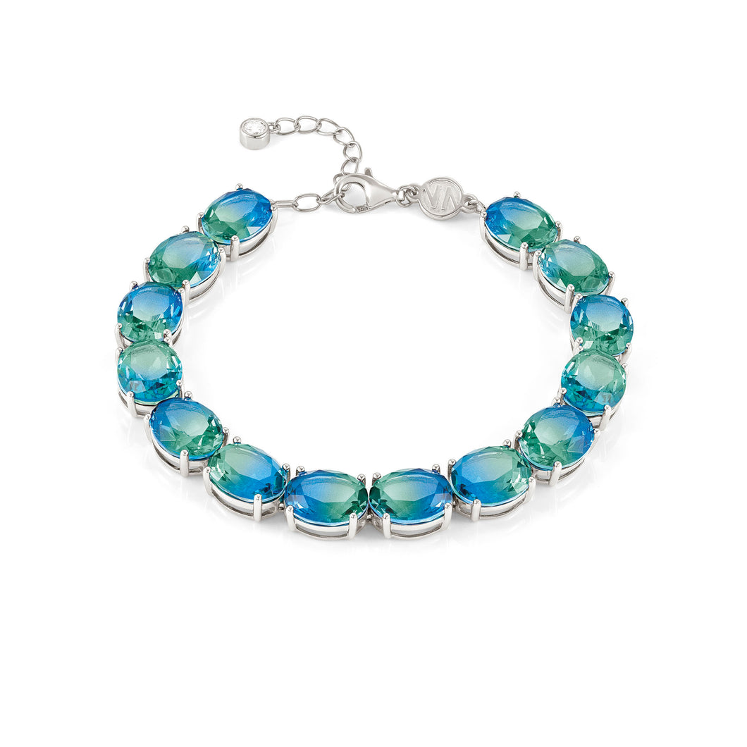 SYMBIOSI BRACELET 240802/025 SILVER WITH BLUE AND GREEN TWO-TONE STONES