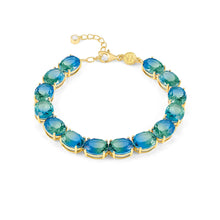 Load image into Gallery viewer, SYMBIOSI BRACELET 240802/026 GOLD WITH BLUE AND GREEN TWO-TONE STONES
