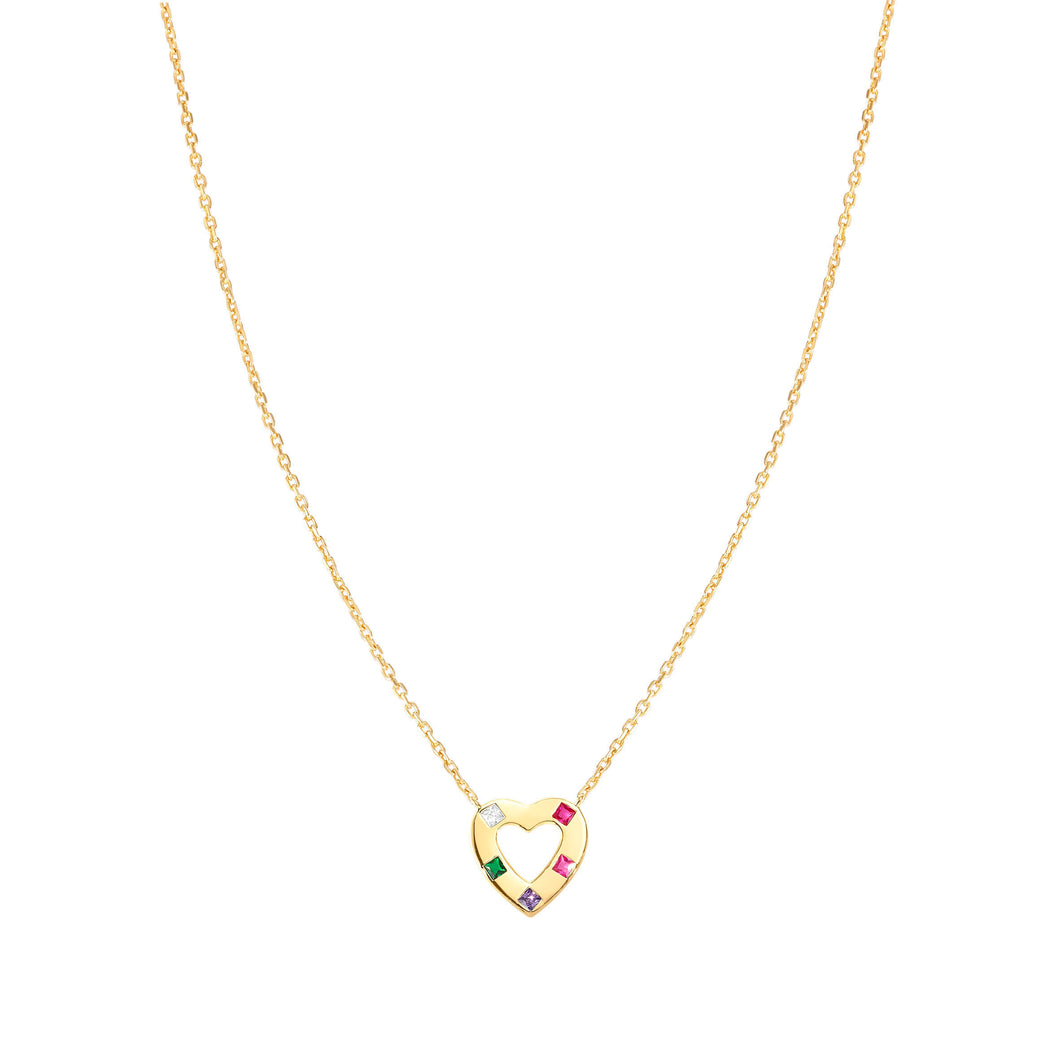 CARISMATICA NECKLACE 240911/021 GOLD HEART WITH COLOURFUL CZ