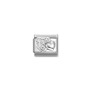 COMPOSABLE CLASSIC LINK 330304/47 HEART IN 925 SILVER & PAVÉ CZ