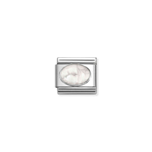COMPOSABLE CLASSIC LINK 330510/45 WHITE HOWLITE OVAL IN 925 SILVER