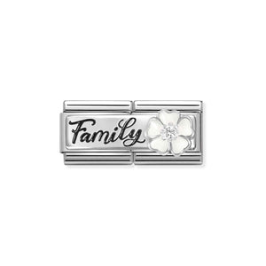 COMPOSABLE CLASSIC DOUBLE LINK 330734/17 FAMILY WITH WHITE FLOWER IN 925 SILVER