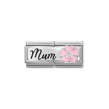 Load image into Gallery viewer, COMPOSABLE CLASSIC DOUBLE LINK 330734/18 MUM WITH PINK FLOWER IN 925 SILVER
