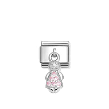 Load image into Gallery viewer, COMPOSABLE CLASSIC LINK 331800/28 GIRL CHARM WITH PINK CZ IN 925 SILVER
