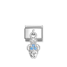 Load image into Gallery viewer, COMPOSABLE CLASSIC LINK 331800/29 BOY CHARM WITH LIGHT BLUE CZ IN 925 SILVER
