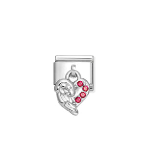 COMPOSABLE CLASSIC LINK 331800/34 ANGEL WINGS CHARM WITH RED CZ IN 925 SILVER