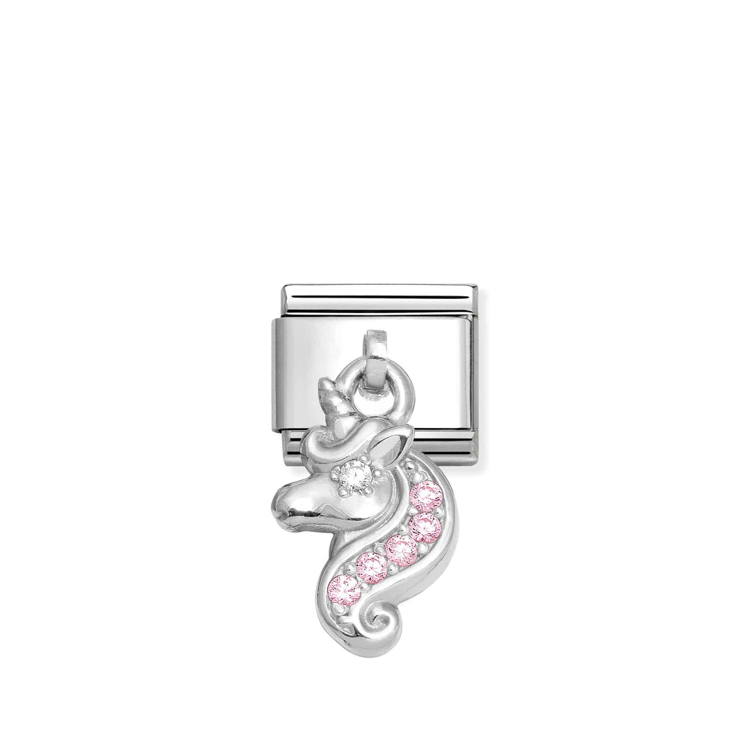 COMPOSABLE CLASSIC LINK 331800/36 UNICORN CHARM WITH PINK CZ IN 925 SILVER