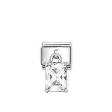 Load image into Gallery viewer, COMPOSABLE CLASSIC LINK 331812/11 RECTANGULAR BAGUETTE WHITE CZ CHARM IN 925 SILVER
