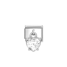 Load image into Gallery viewer, COMPOSABLE CLASSIC LINK 331812/12 HEART CUT WHITE CZ CHARM IN 925 SILVER

