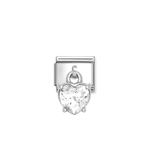 COMPOSABLE CLASSIC LINK 331812/12 HEART CUT WHITE CZ CHARM IN 925 SILVER