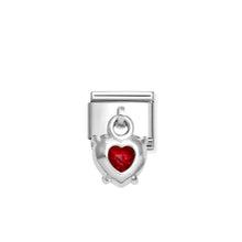 Load image into Gallery viewer, COMPOSABLE CLASSIC LINK 331812/13 HEART CUT RED CZ CHARM IN 925 SILVER
