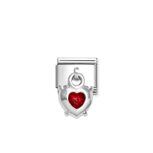 COMPOSABLE CLASSIC LINK 331812/13 HEART CUT RED CZ CHARM IN 925 SILVER