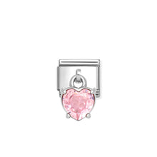 Load image into Gallery viewer, COMPOSABLE CLASSIC LINK 331812/14 HEART CUT PINK CZ CHARM IN 925 SILVER
