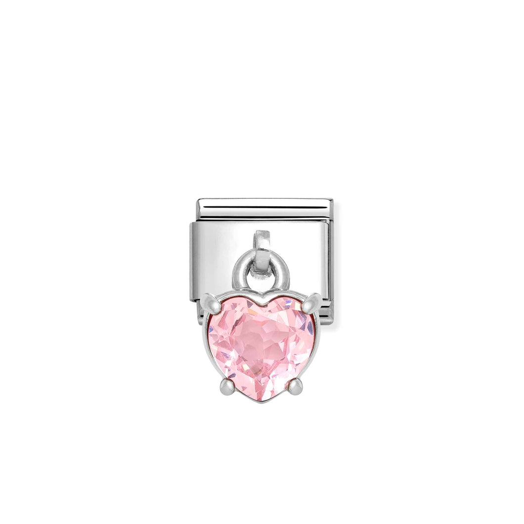 COMPOSABLE CLASSIC LINK 331812/14 HEART CUT PINK CZ CHARM IN 925 SILVER