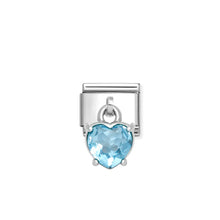 Load image into Gallery viewer, COMPOSABLE CLASSIC LINK 331812/15 HEART CUT LIGHT BLUE CZ CHARM IN 925 SILVER
