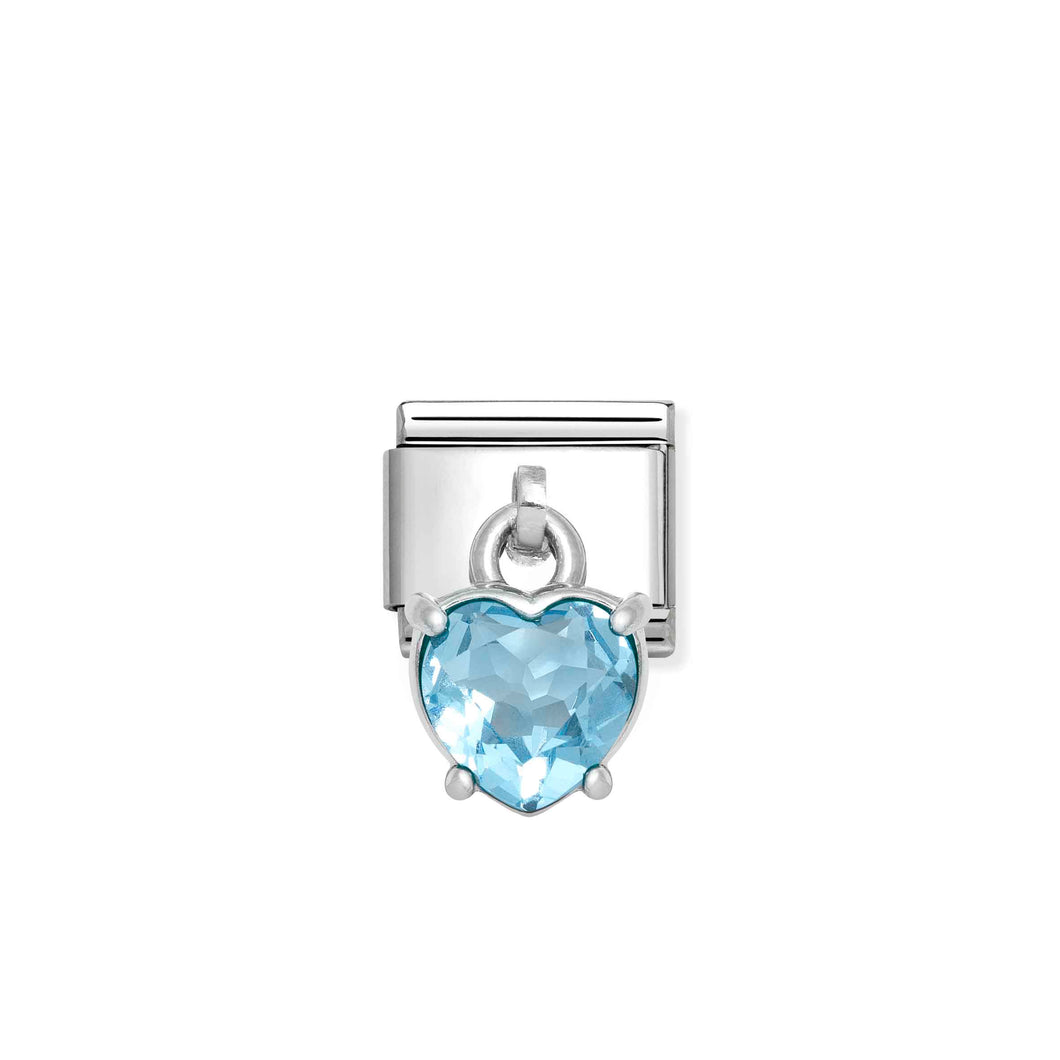COMPOSABLE CLASSIC LINK 331812/15 HEART CUT LIGHT BLUE CZ CHARM IN 925 SILVER