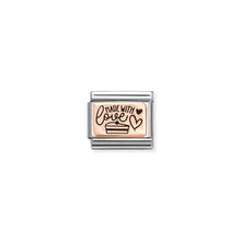 Load image into Gallery viewer, COMPOSABLE CLASSIC LINK 430111/24 MADE WITH LOVE 9K ROSE GOLD AND BLACK ENAMEL
