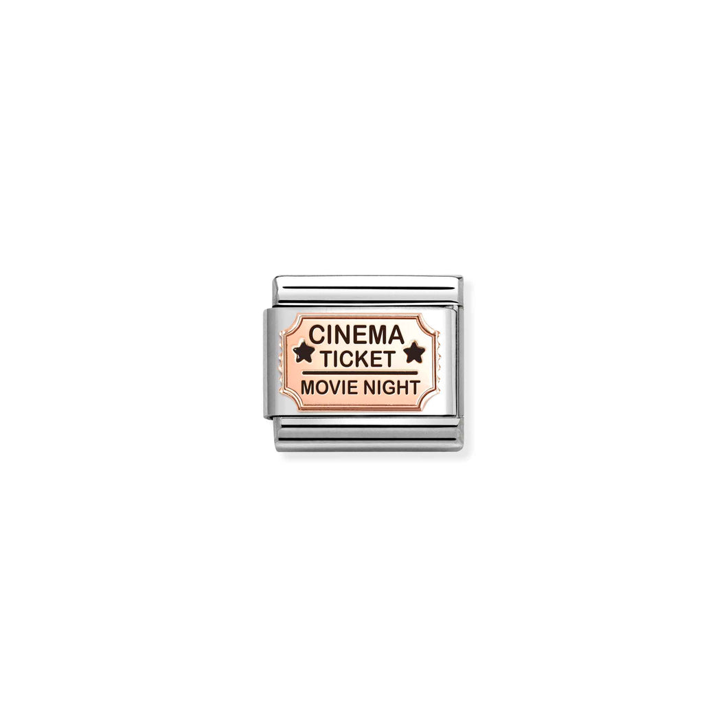 COMPOSABLE CLASSIC LINK 430201/20 CINEMA TICKET 9K ROSE GOLD AND BLACK ENAMEL